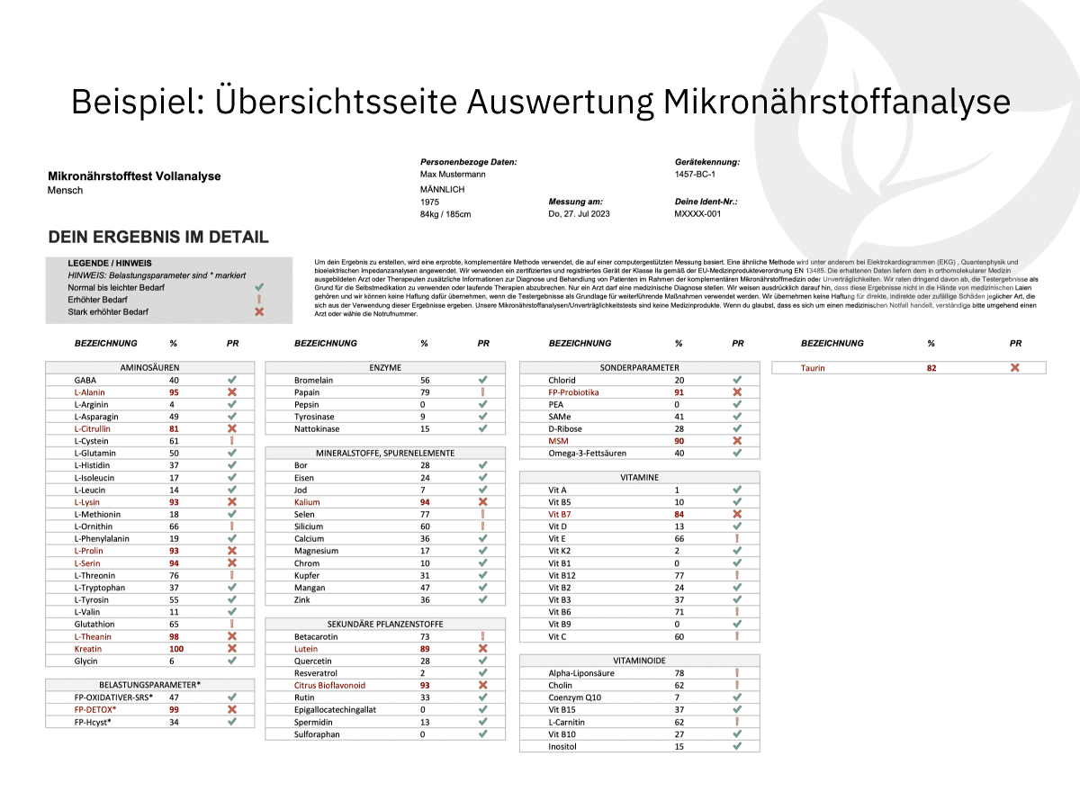 Haaranalyse - Mikronährstoff Vollanalyse - Vitalstoffkraft